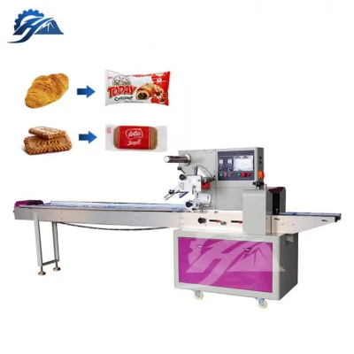 Foshan Keks Croissant Brot Schokolade Eis am Stiel Cup Cakes Wafer Cookies Automatische horizontale Kissenverpackungsmaschine